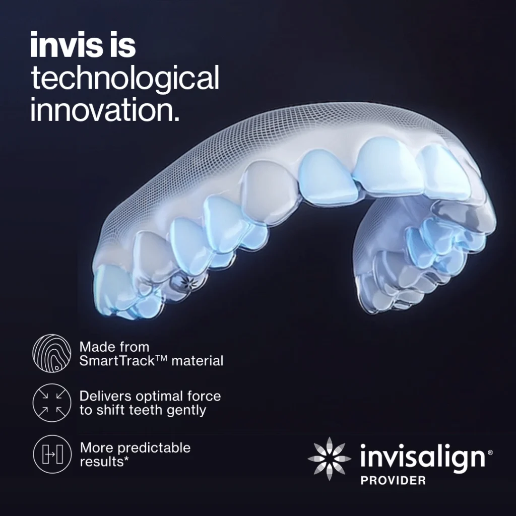 Invisalign SmartTrack technology for gentle tooth movement
